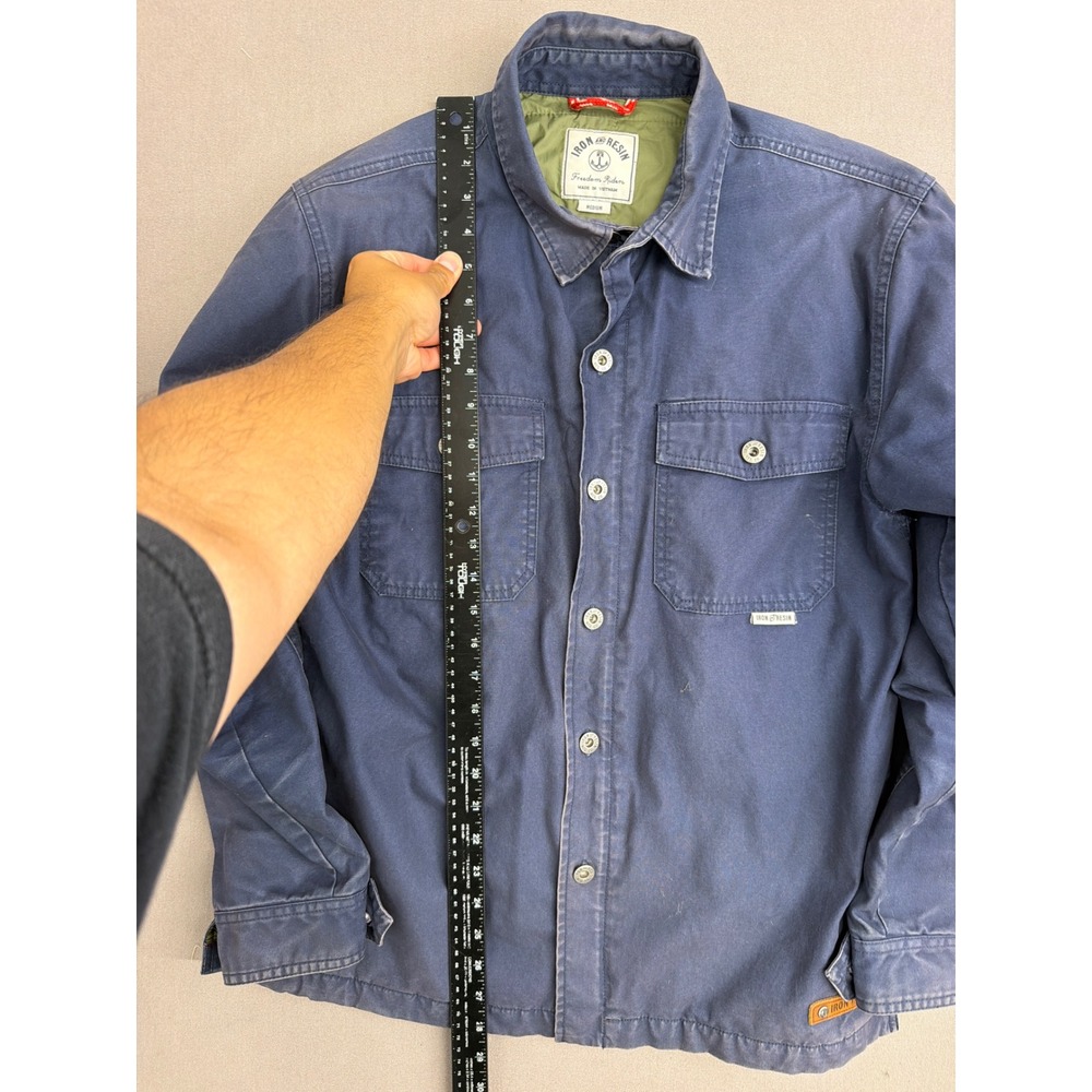 Iron and Resin Freedom Riders Navy Blue Canvas Quilted Lined Shirt Jacket Mens M - Picture 4 of 7
